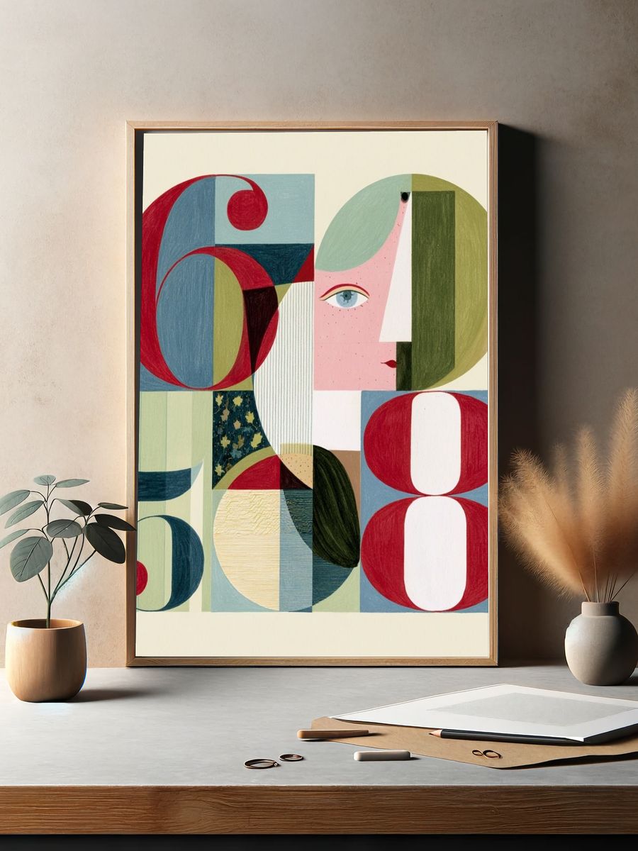 Geometric Face Abstract Poster. — room view 2