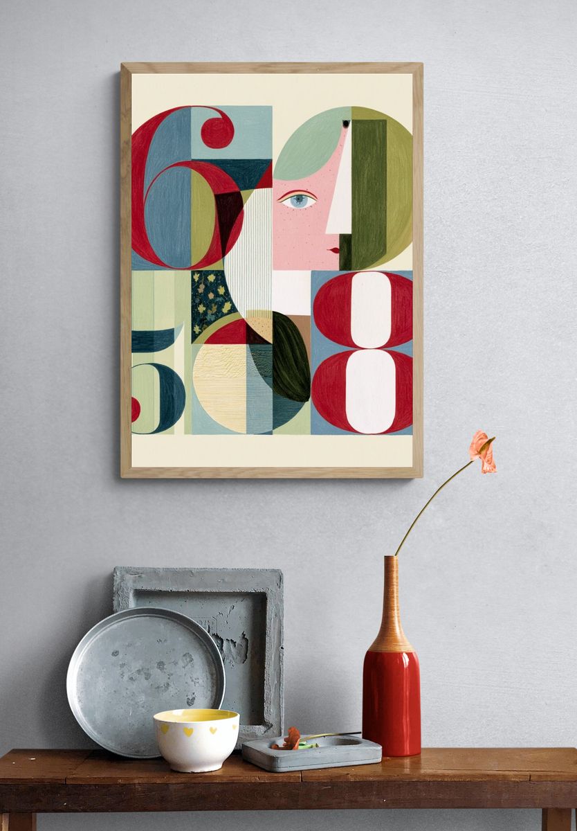 Geometric Face Abstract Poster. — room view 3