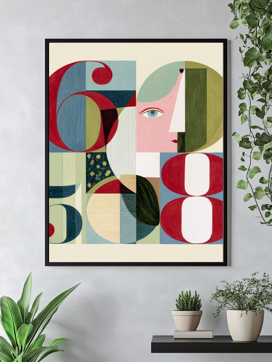Geometric Face Abstract Poster. — room view 4