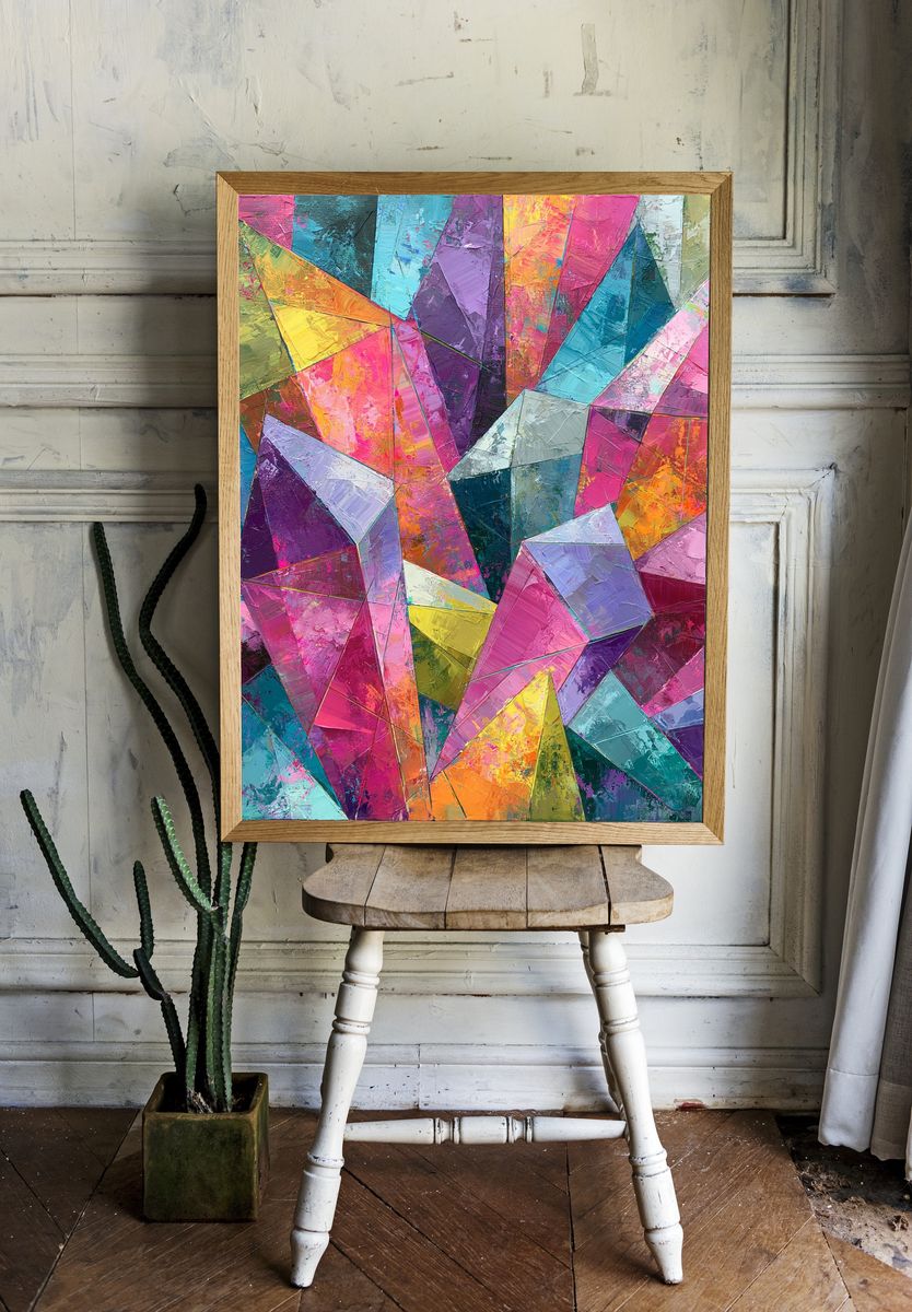 Prismatic Geometric Abstract Poster. room preview