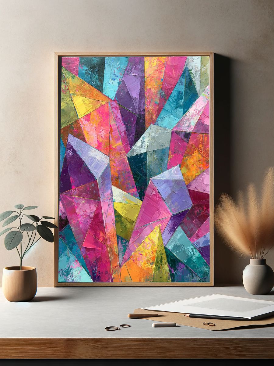 Prismatic Geometric Abstract Poster. — room view 2