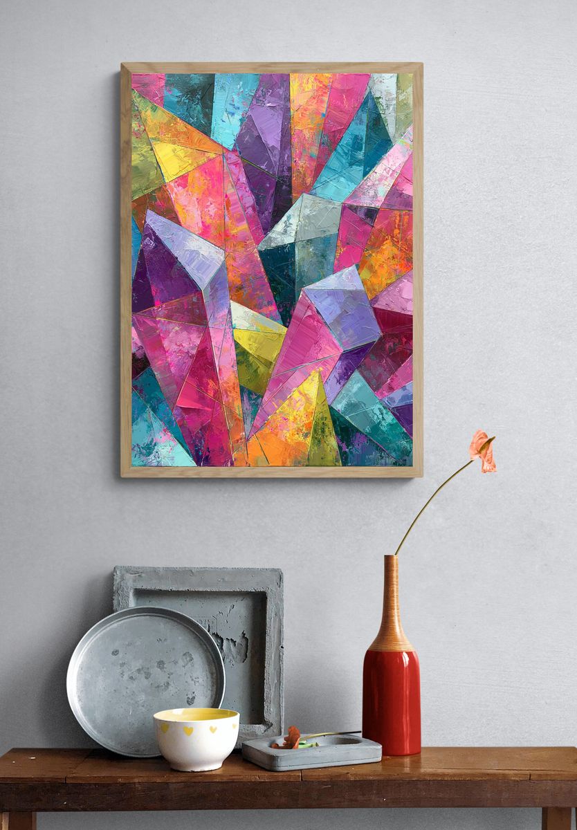 Prismatic Geometric Abstract Poster. — room view 3
