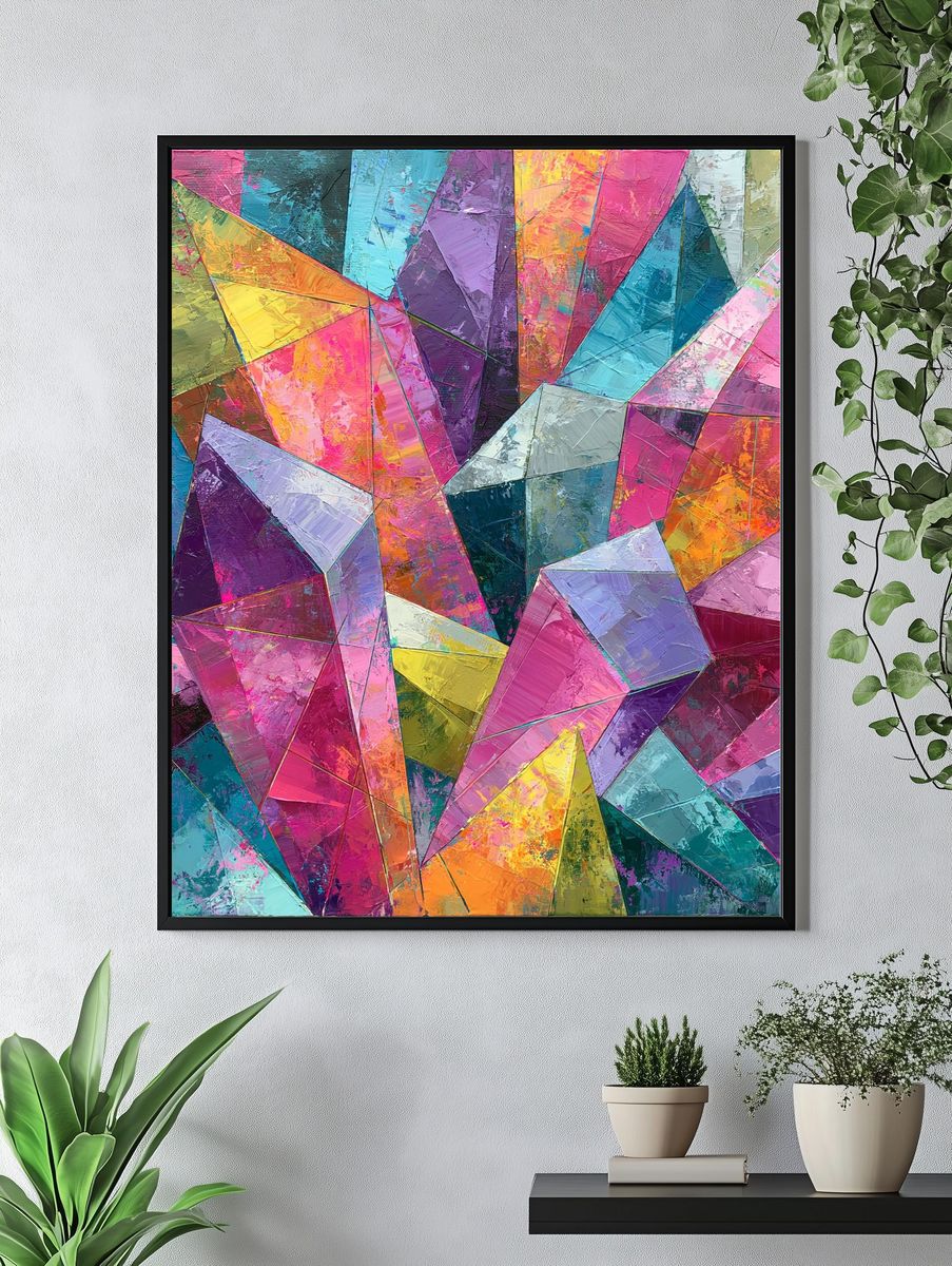 Prismatic Geometric Abstract Poster. — room view 4
