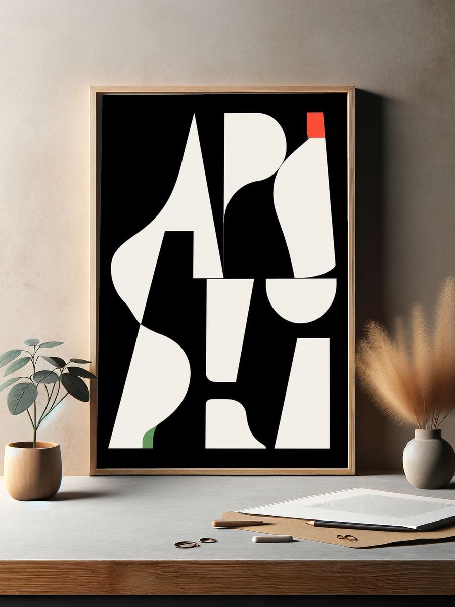 Abstract Geometric Shapes Poster. — room view 2