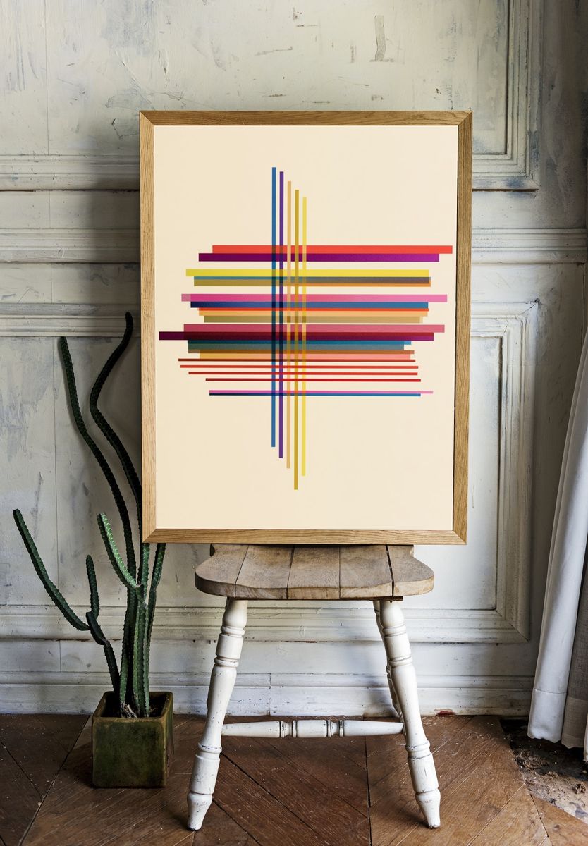 Geometric Color Grid Abstract Poster. — room view 1