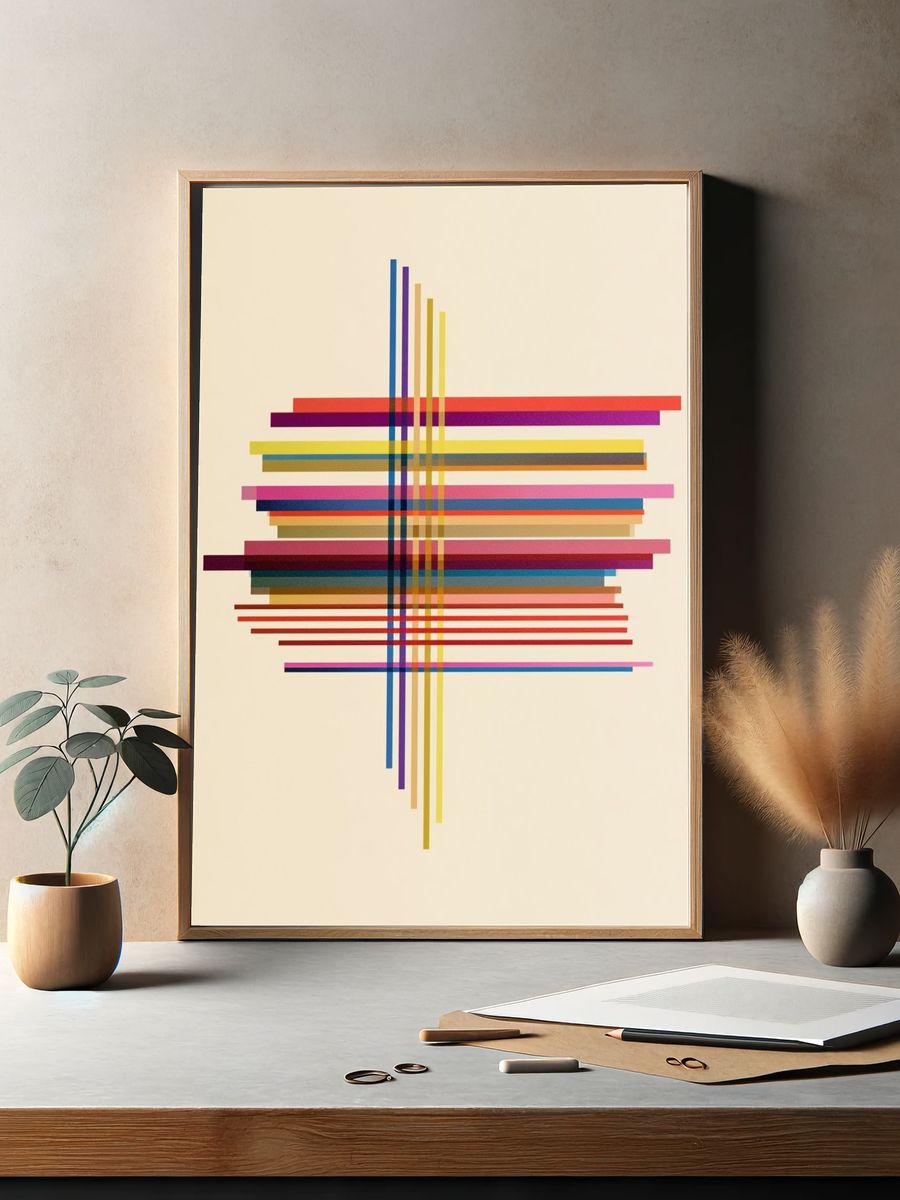 Geometric Color Grid Abstract Poster. — room view 2