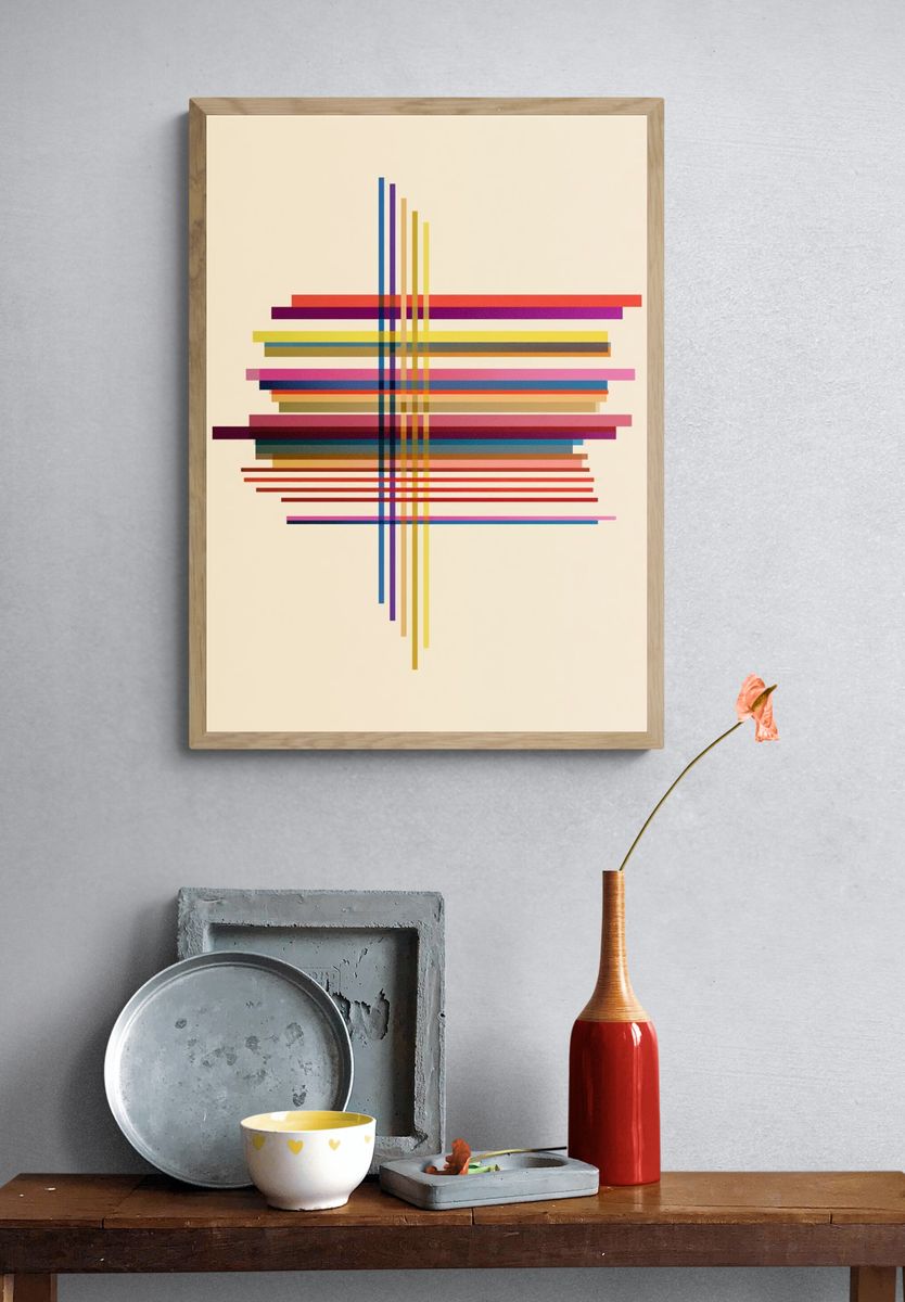 Geometric Color Grid Abstract Poster. — room view 3
