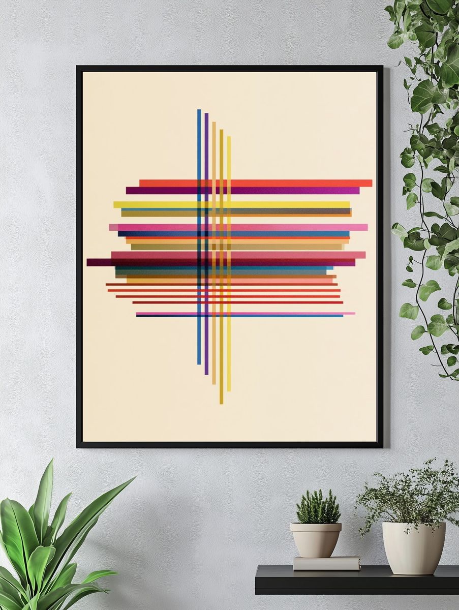 Geometric Color Grid Abstract Poster. — room view 4