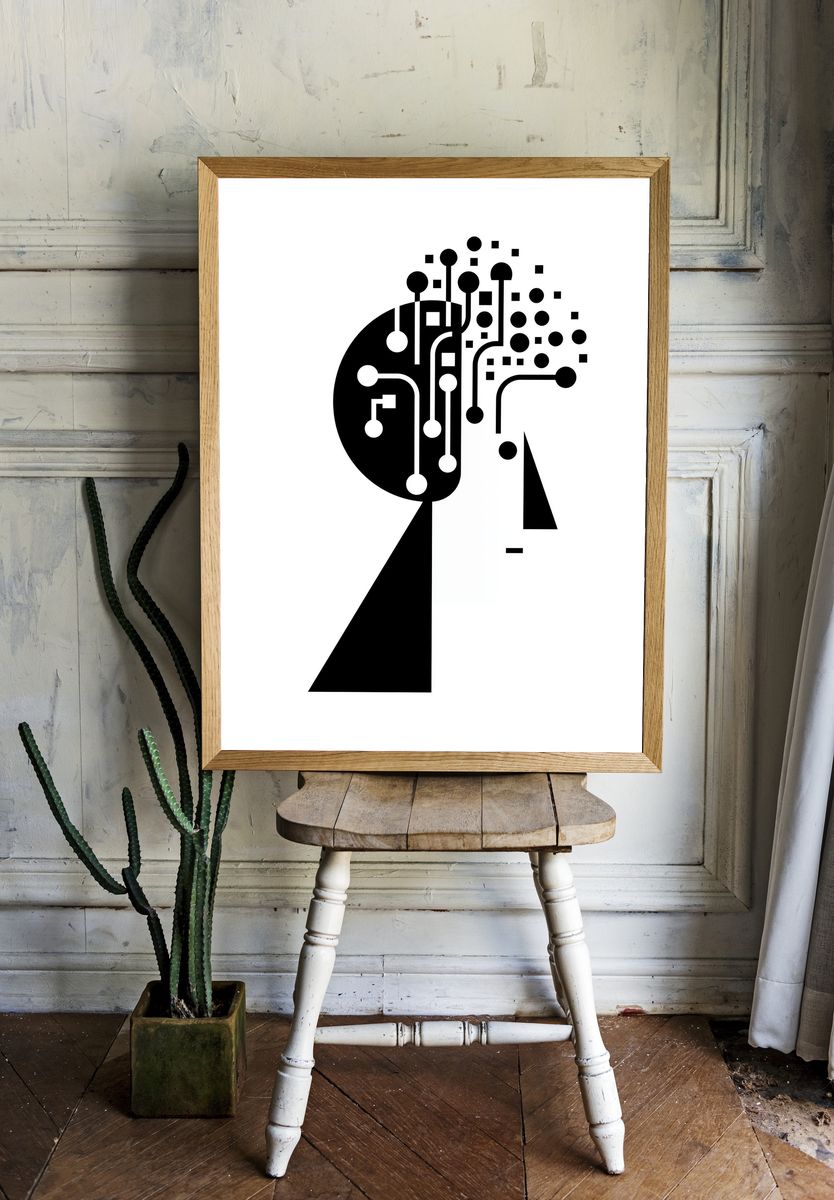 Abstract Circuit Head Poster. room preview