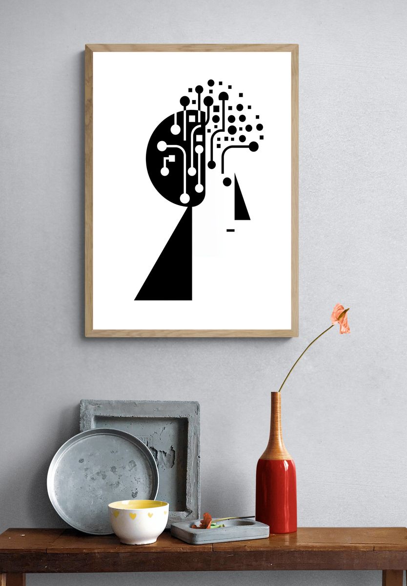 Abstract Circuit Head Poster. — room view 3