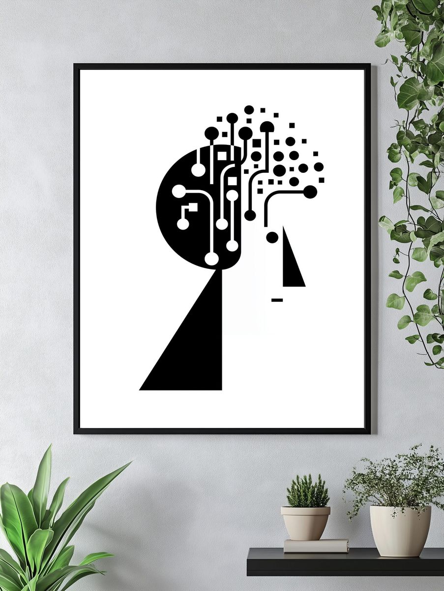 Abstract Circuit Head Poster. — room view 4