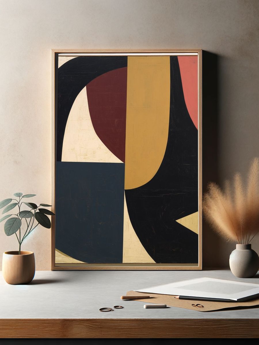 Mid-Century Geometric Abstract Poster. — room view 2