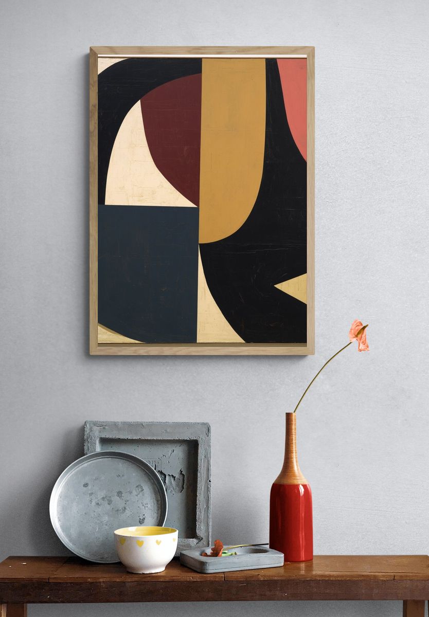 Mid-Century Geometric Abstract Poster. — room view 3