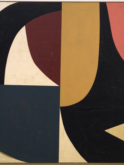 Mid-Century Geometric Abstract Poster.