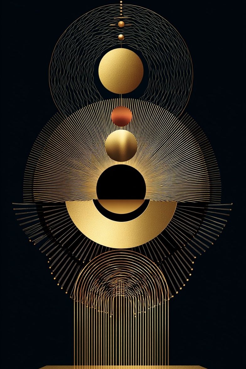 Golden Geometric Orbit Poster. poster detail