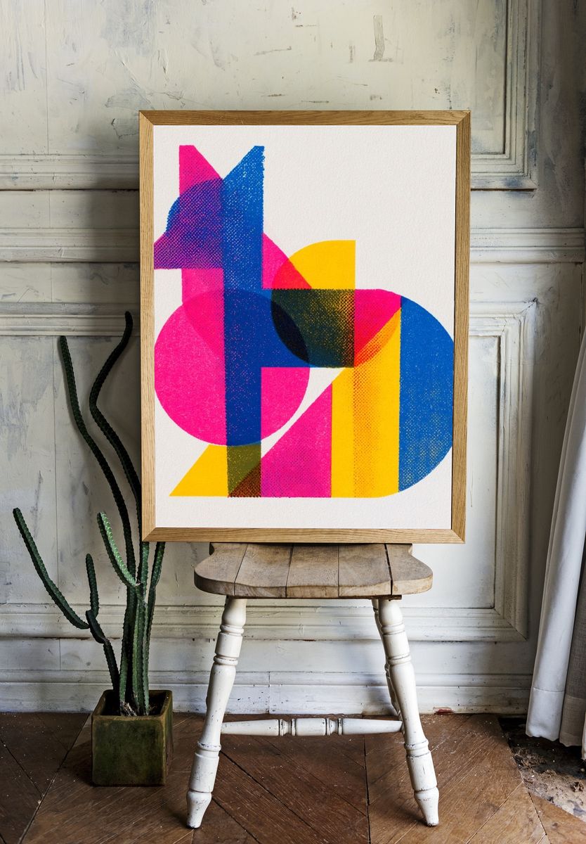 Geometric Color Blocks Poster. room preview