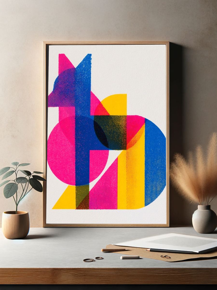 Geometric Color Blocks Poster. — room view 2