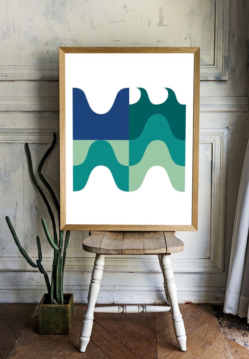 Wavy Geometric Abstract Poster. room preview