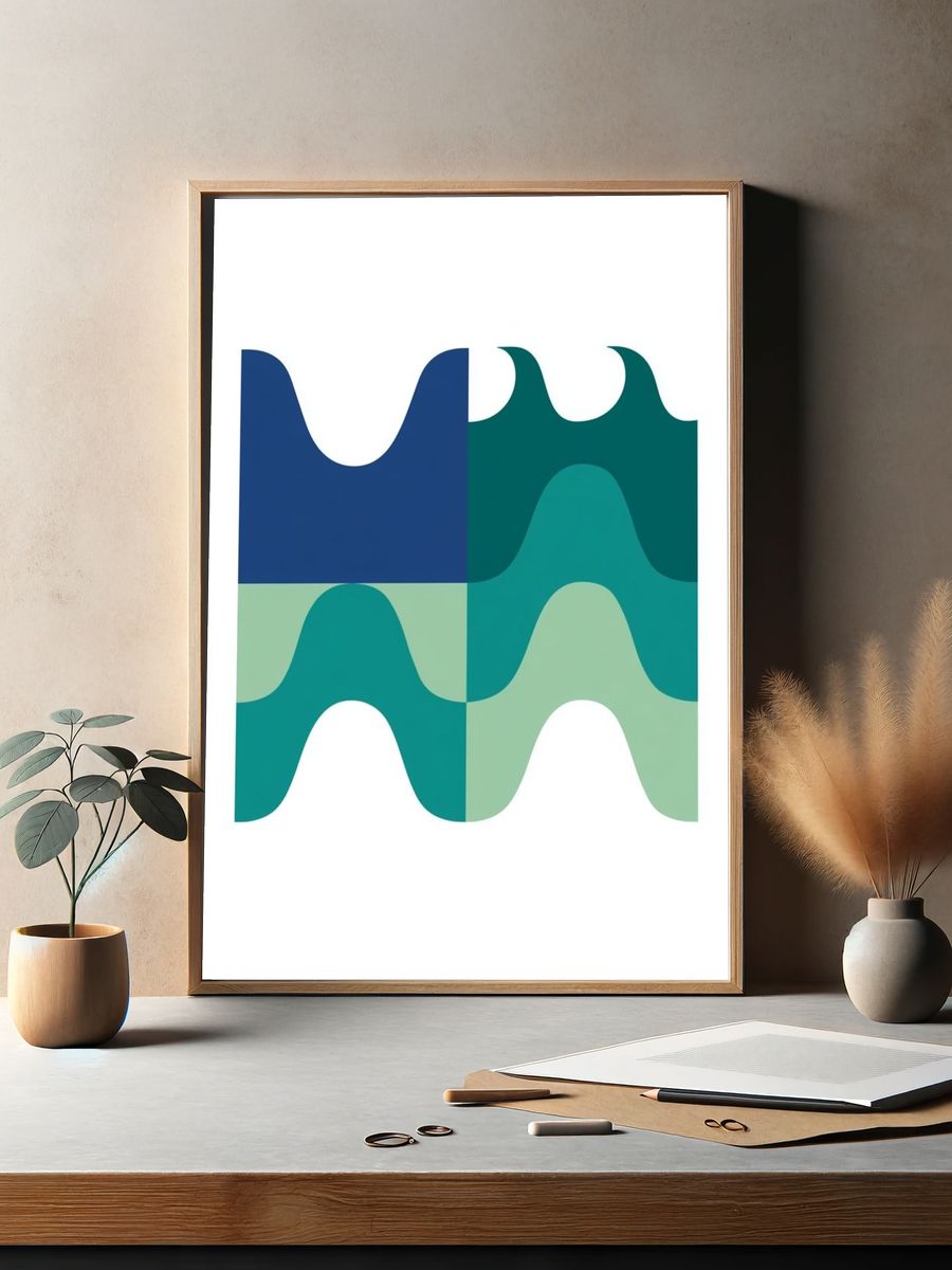 Wavy Geometric Abstract Poster. — room view 2