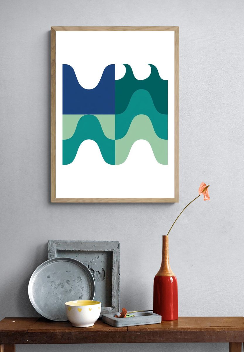 Wavy Geometric Abstract Poster. — room view 3
