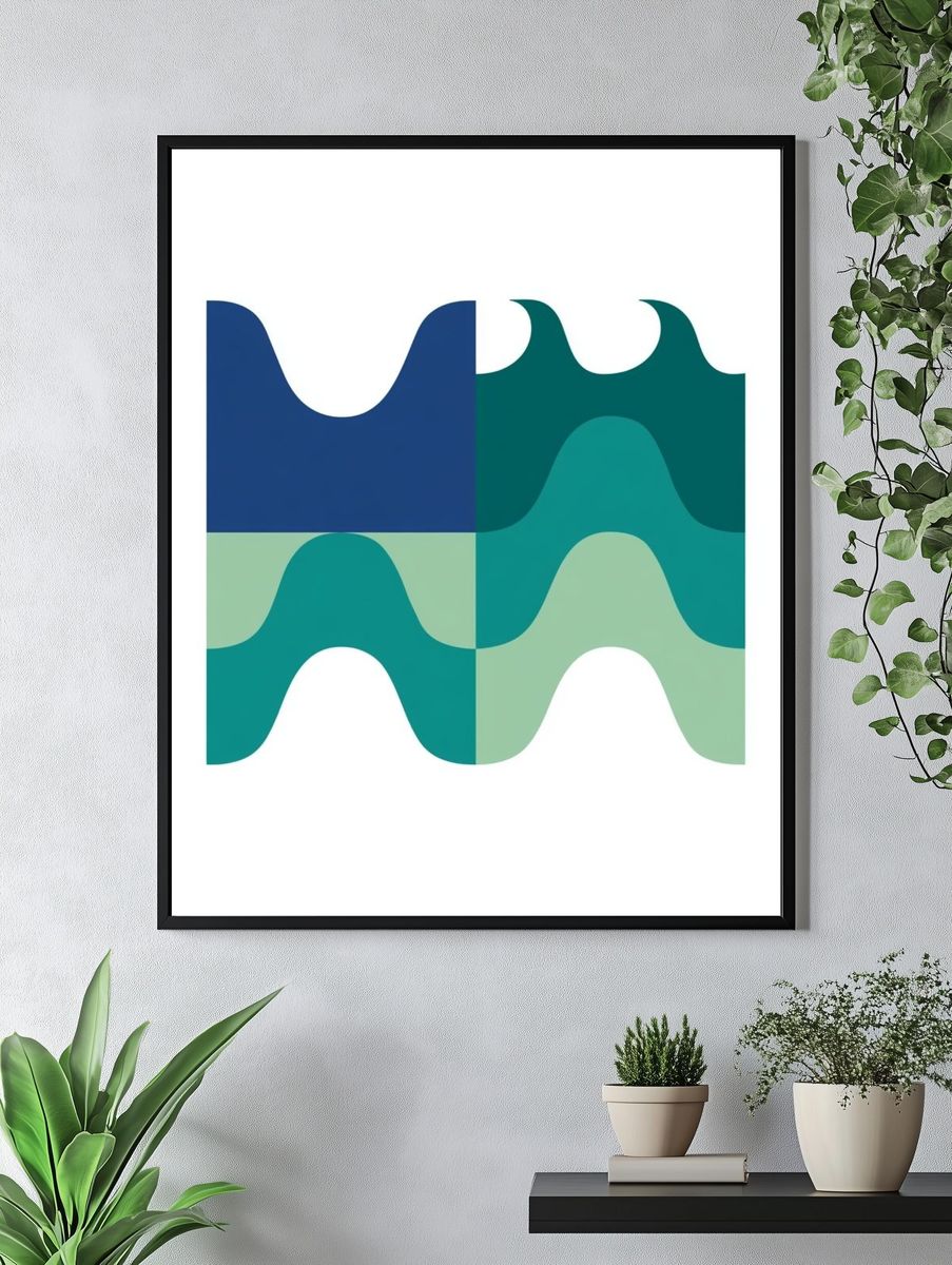 Wavy Geometric Abstract Poster. — room view 4