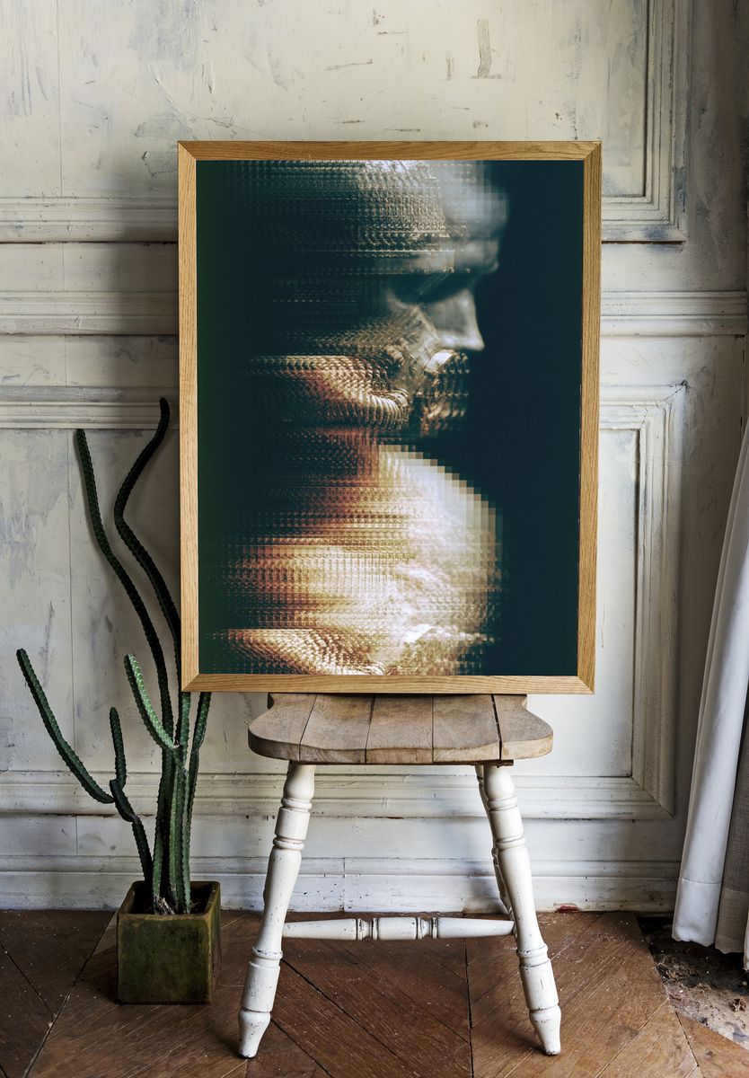 Glitched Portrait Abstract Print. room preview