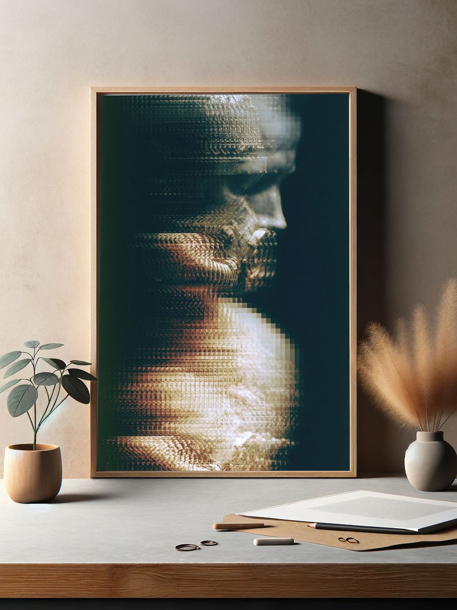 Glitched Portrait Abstract Print. — room view 2