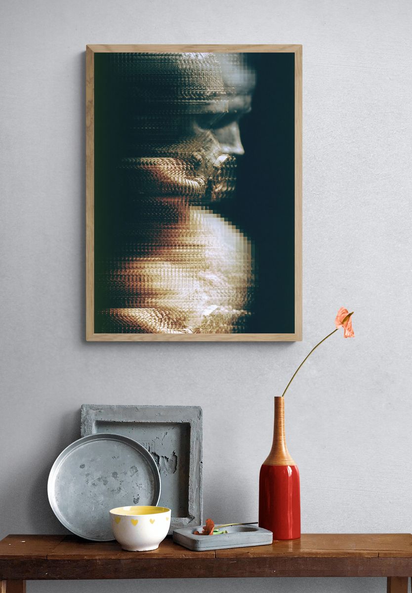 Glitched Portrait Abstract Print. — room view 3