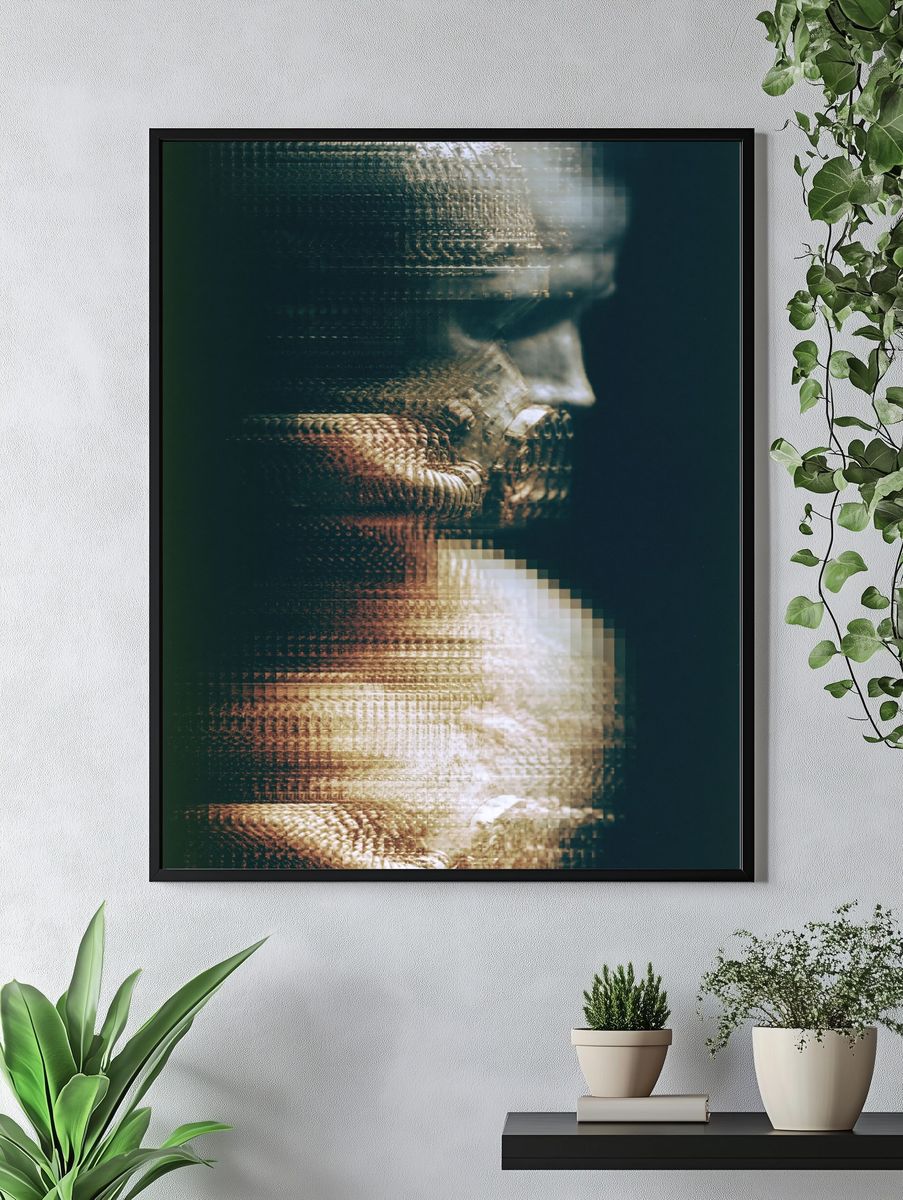 Glitched Portrait Abstract Print. — room view 4