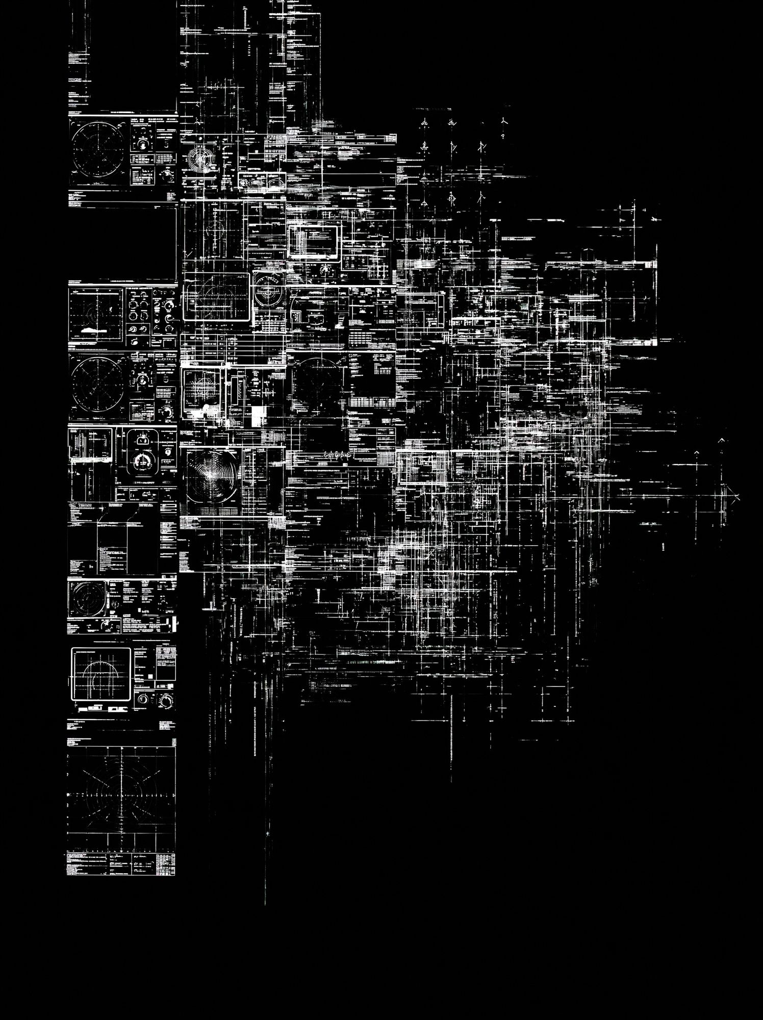 Glitch Circuit Grid Print. poster detail