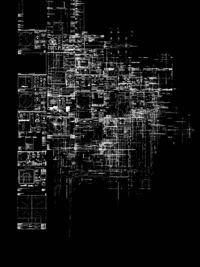 Glitch Circuit Grid Print.