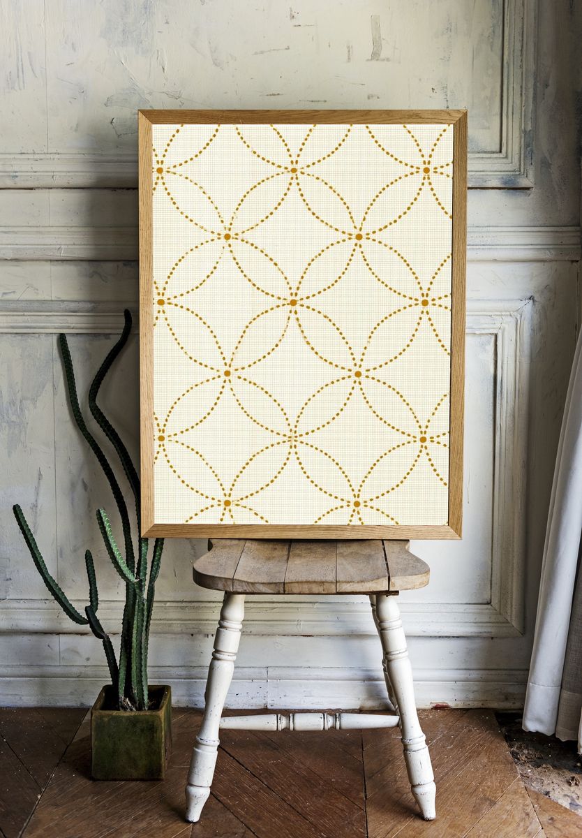 Golden Dotted Geometric Pattern Poster. — room view 1