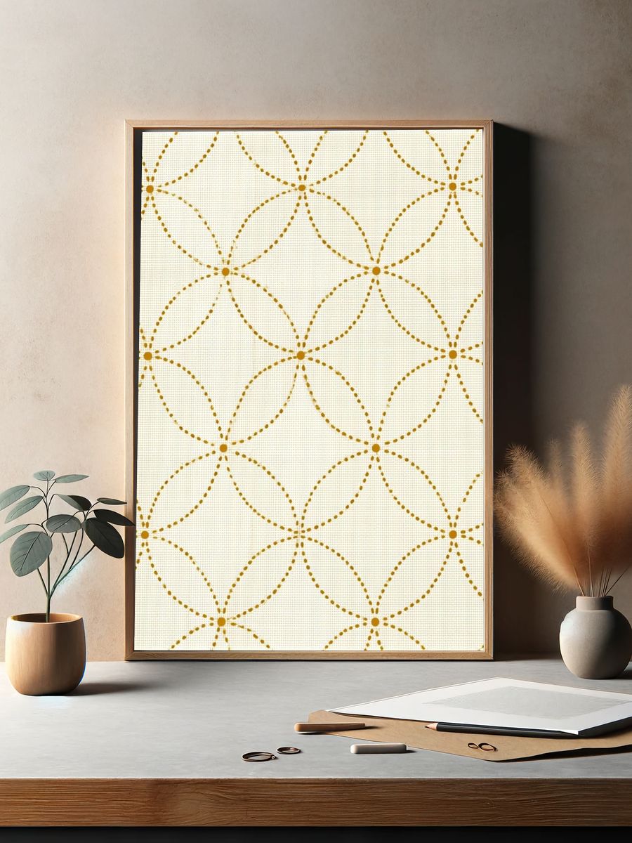 Golden Dotted Geometric Pattern Poster. — room view 2