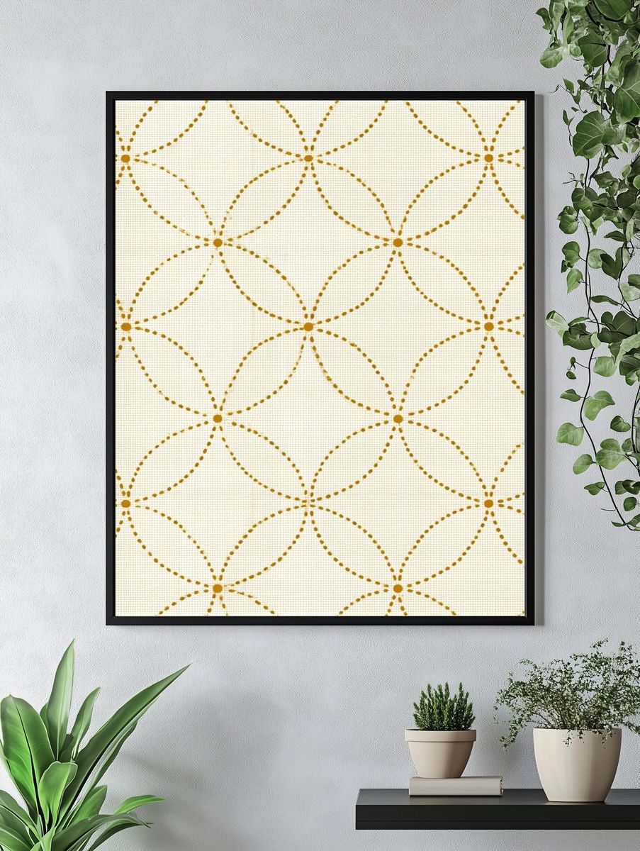 Golden Dotted Geometric Pattern Poster. — room view 4