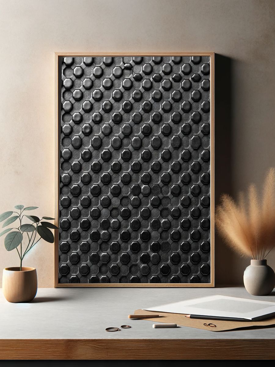 Hexagonal Texture Abstract Print. — room view 2
