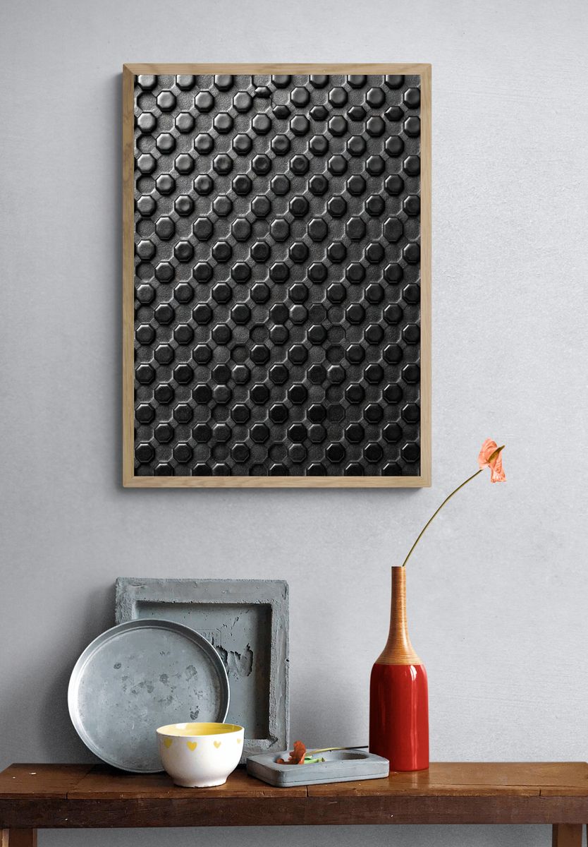 Hexagonal Texture Abstract Print. — room view 3