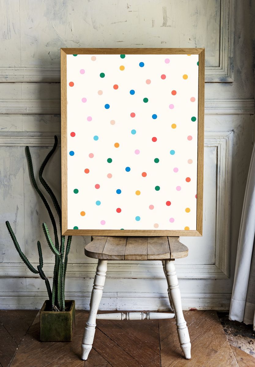 Cute polka dot background, colorful. — room view 1