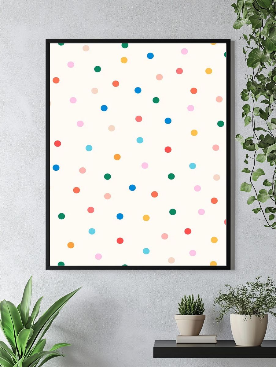 Cute polka dot background, colorful. — room view 4