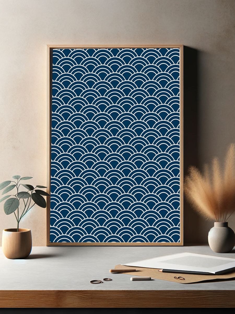 Seamless Japanese pattern wave motif. — room view 2