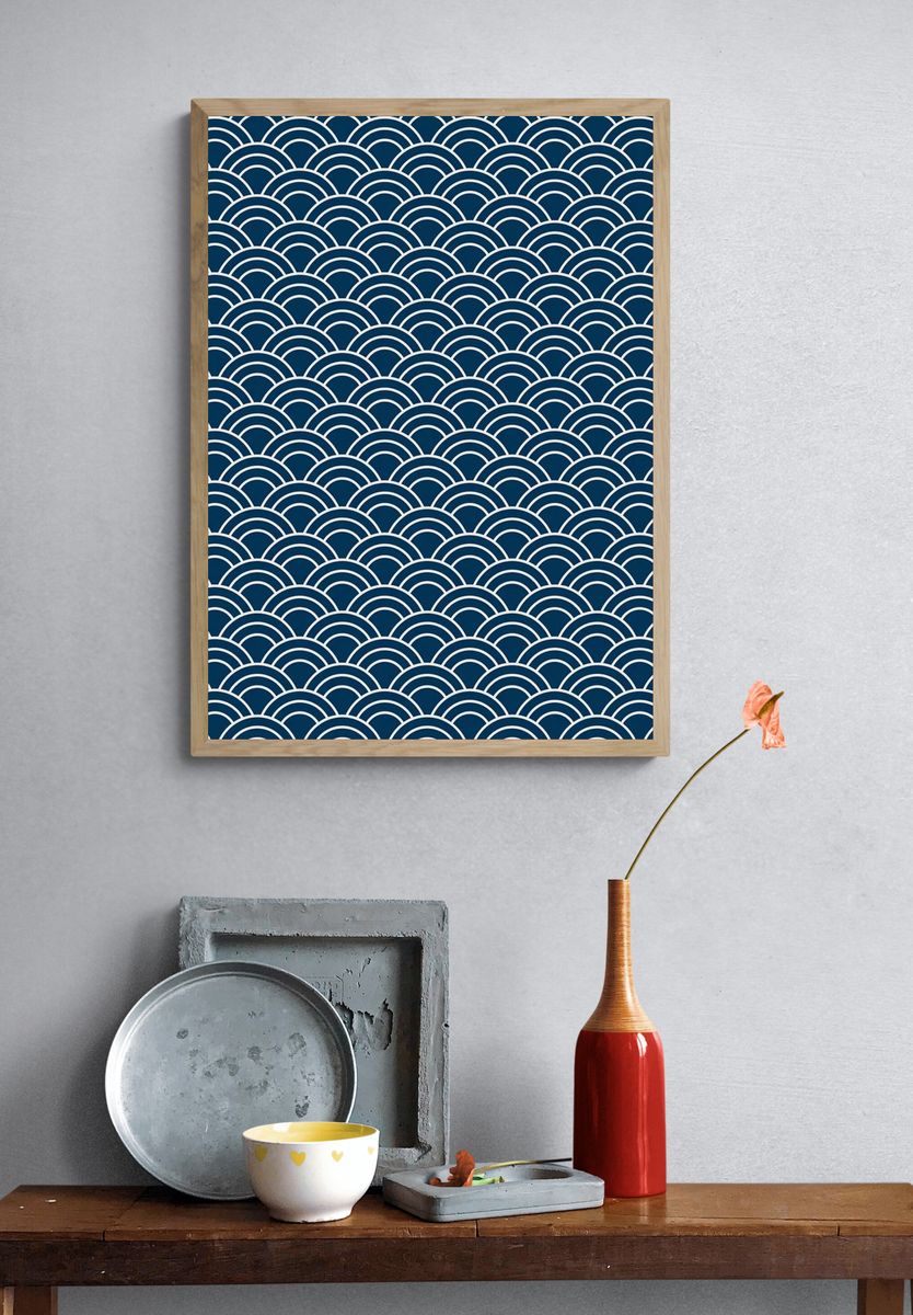 Seamless Japanese pattern wave motif. — room view 3
