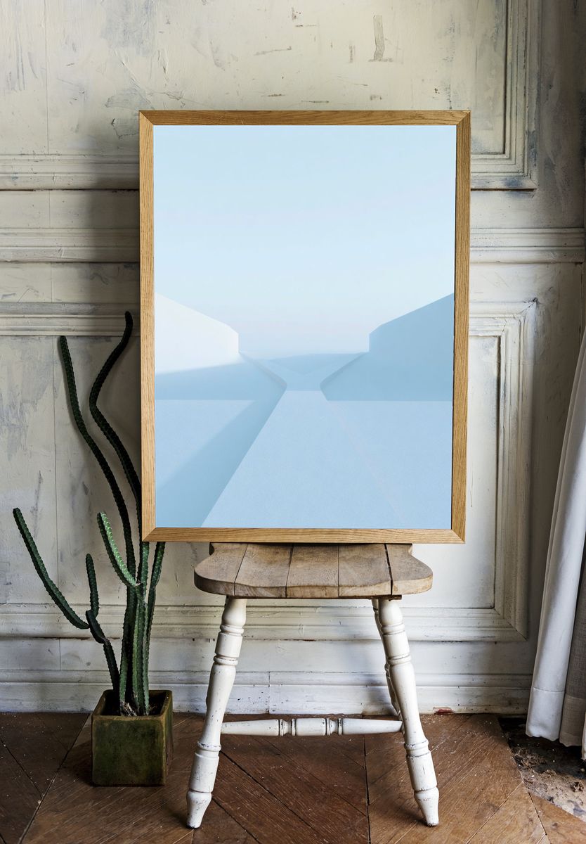 Minimal Blue Geometric Abstract Poster. room preview