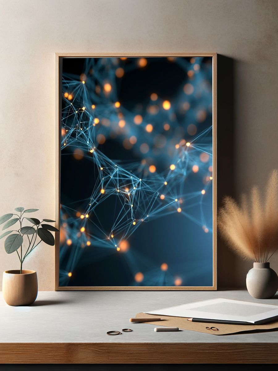 Neon Network Abstract Poster. — room view 2