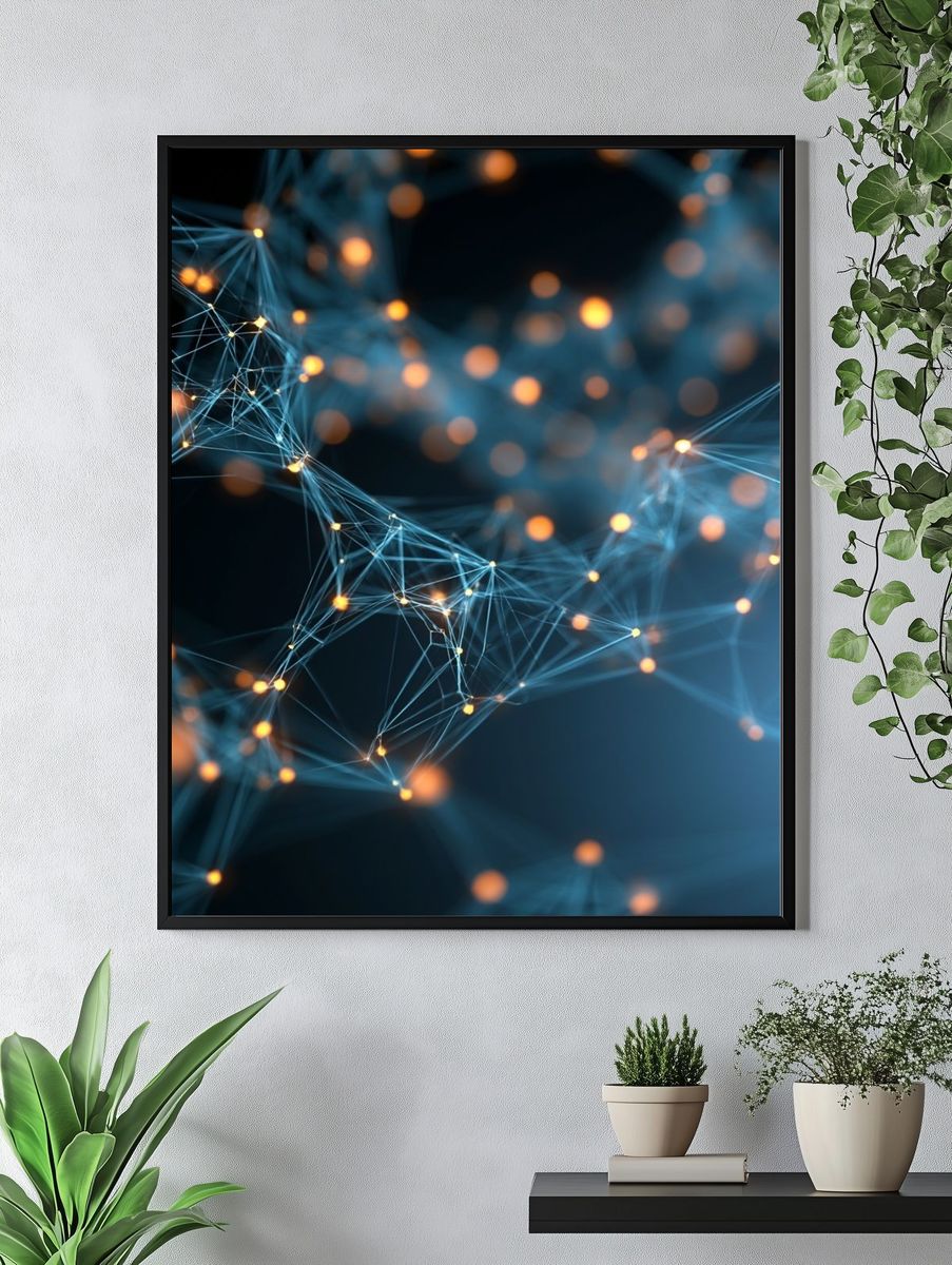 Neon Network Abstract Poster. — room view 4