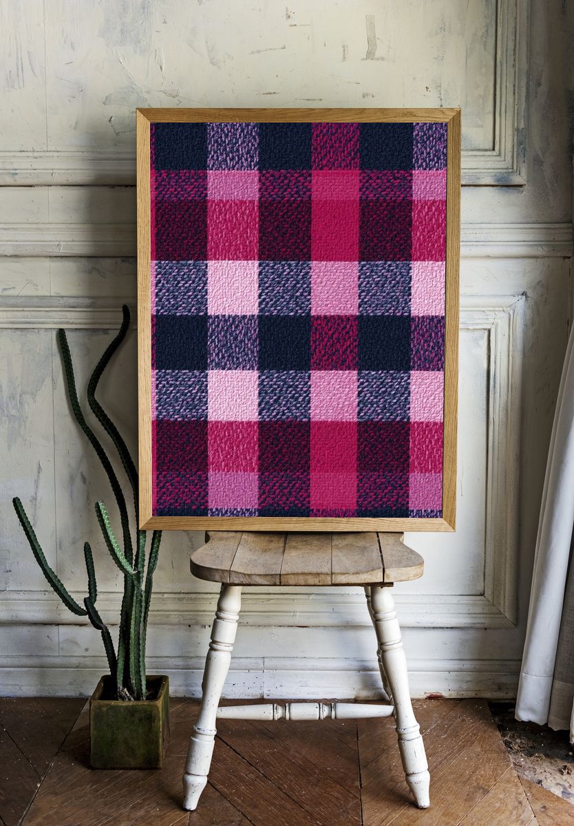 Pink Plaid Texture Poster. — room view 1