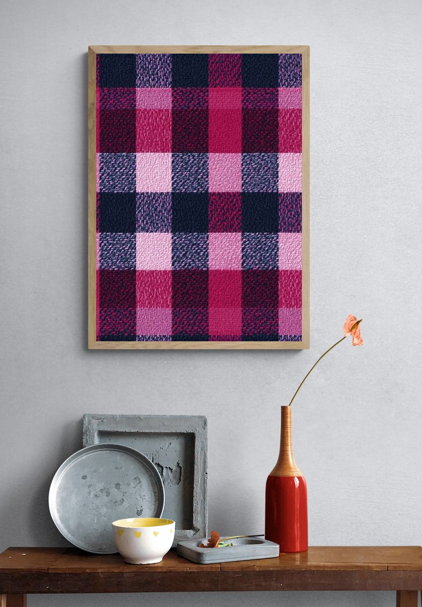 Pink Plaid Texture Poster. — room view 3