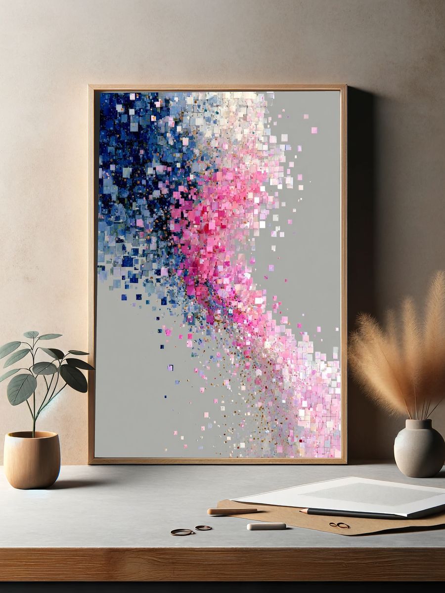 Pastel Pixel Drift Abstract Poster. — room view 2