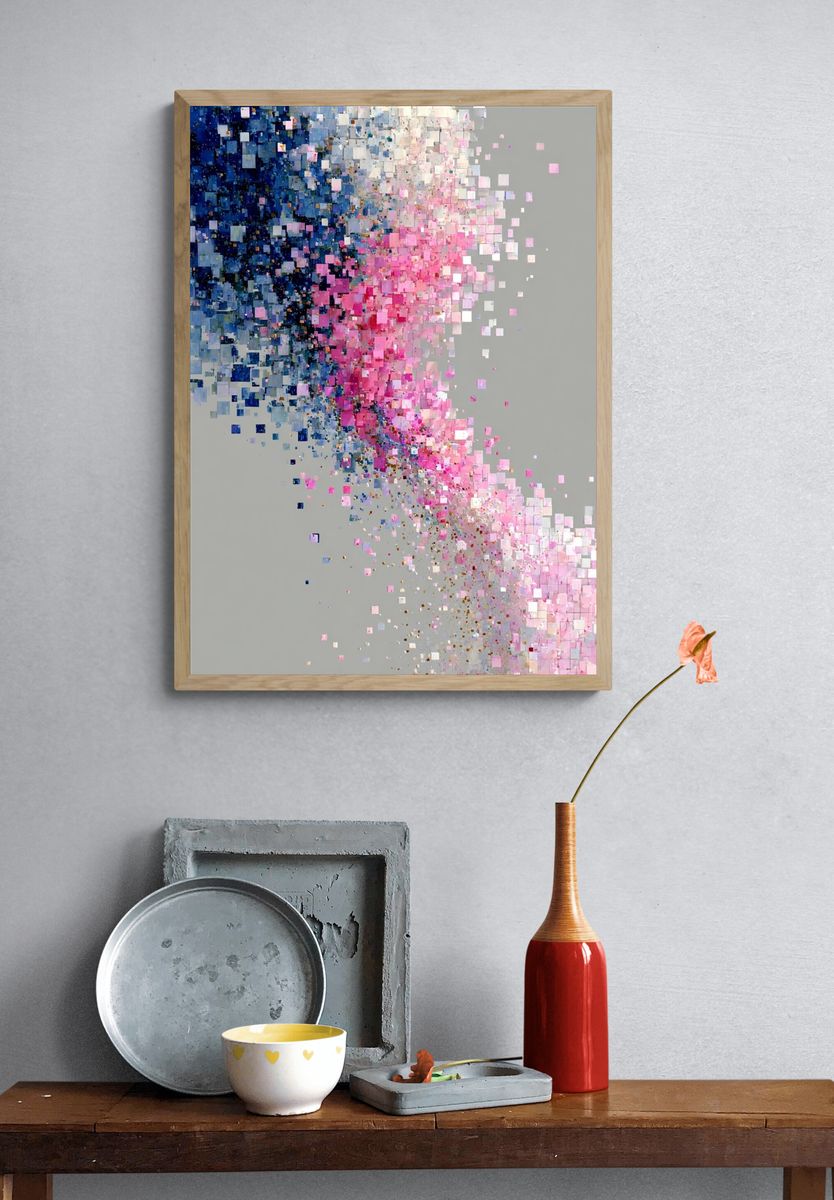 Pastel Pixel Drift Abstract Poster. — room view 3