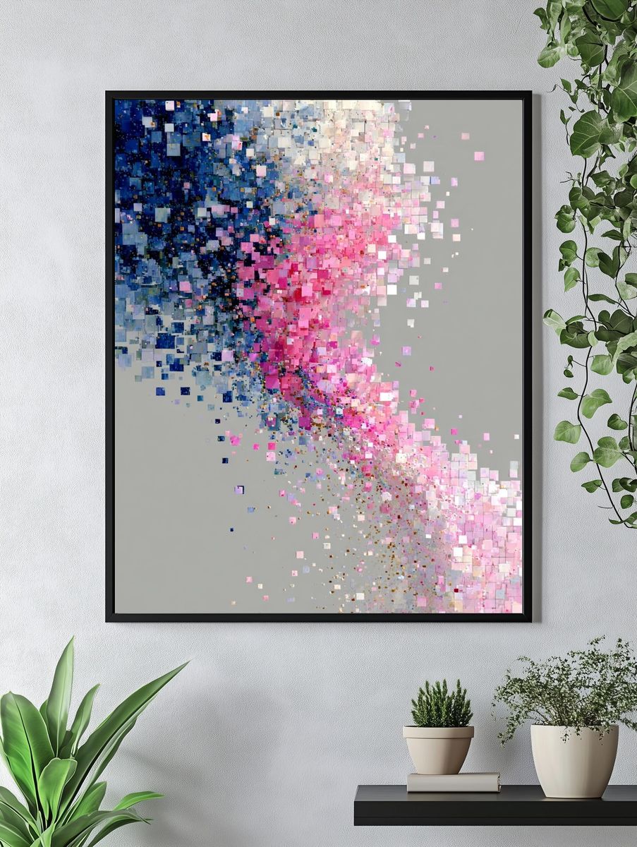 Pastel Pixel Drift Abstract Poster. — room view 4