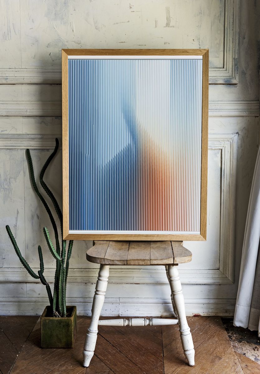 Blue and Orange Abstract Poster. room preview
