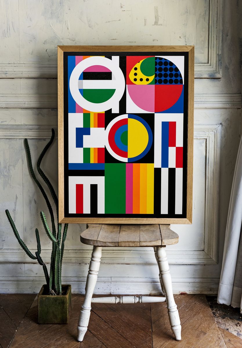 Geometric Color Blocks Abstract Poster. — room view 1